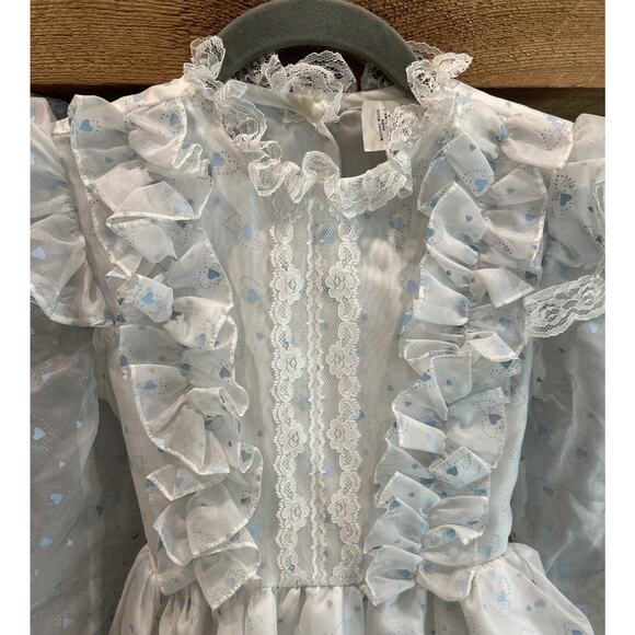 Girls Vintage MISS QUALITY Pageant Ruffles Tie HEARTS Dress Size 7 *A2 - Picture 2 of 5